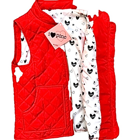 Girls I Love Pinc Quilted Red Vest - NWT - Picture 2 of 3